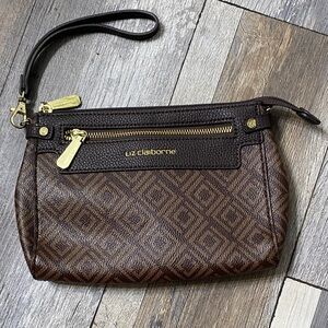Liz Claiborne Brown Diamond Pattern Wristlet